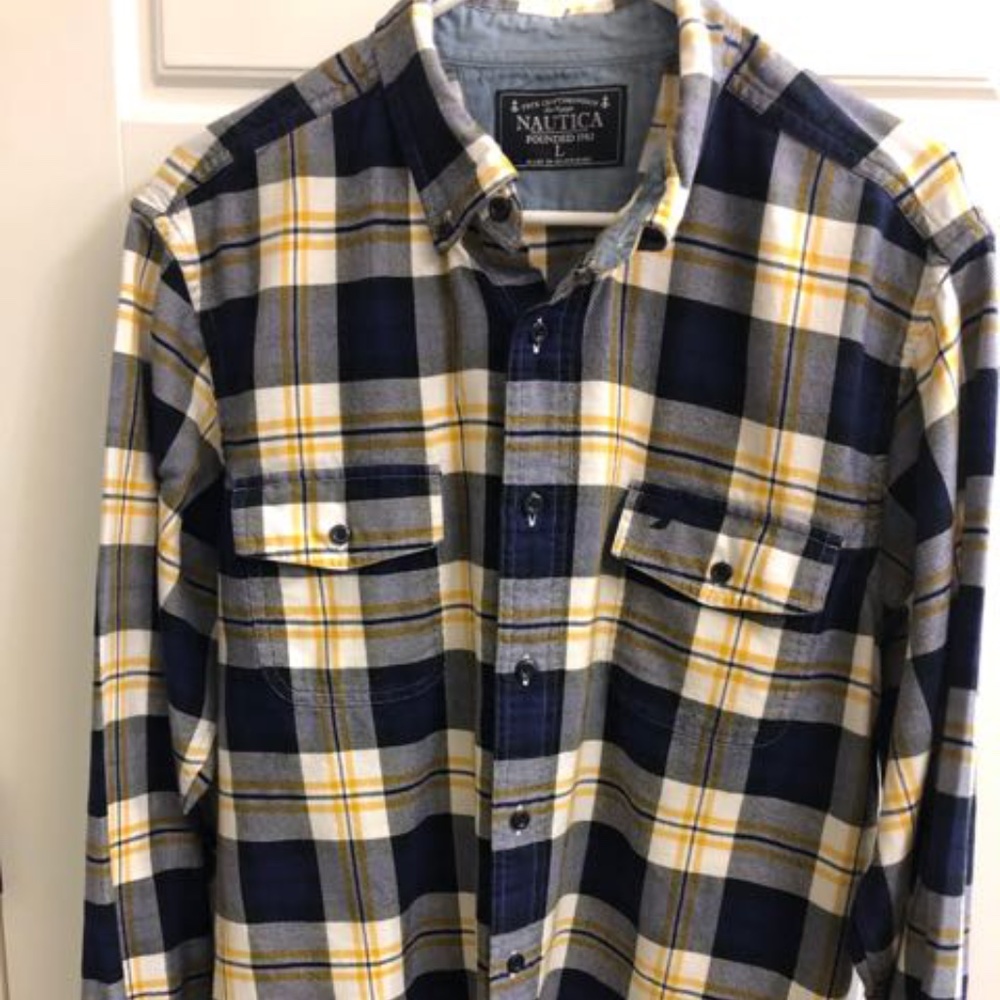 Nautica Men's Large , Long Sleeve Flannel Button Down Oxford